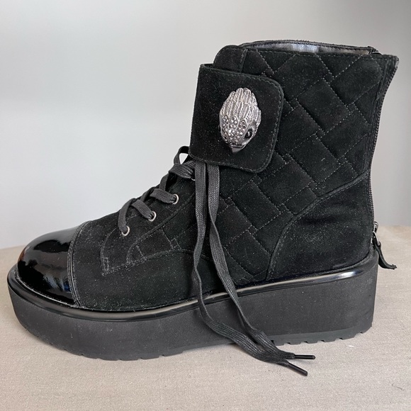 Kurt Geiger KENSINGTON SUEDE AND PATENT-LEATHER ANKLE BOOTS IN BLACK - Picture 3 of 5